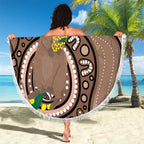 Australia Cute Quokka Beach Blanket Indigenous Art With Golden Wattle