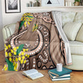 Australia Cute Quokka Blanket Indigenous Art With Golden Wattle