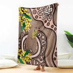 Australia Cute Quokka Blanket Indigenous Art With Golden Wattle