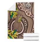 Australia Cute Quokka Blanket Indigenous Art With Golden Wattle