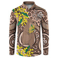 Australia Cute Quokka Button Sweatshirt Indigenous Art With Golden Wattle