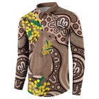Australia Cute Quokka Button Sweatshirt Indigenous Art With Golden Wattle