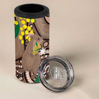 Australia Cute Quokka 4 in 1 Can Cooler Tumbler Indigenous Art With Golden Wattle