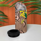 Australia Cute Quokka 4 in 1 Can Cooler Tumbler Indigenous Art With Golden Wattle