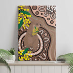 Australia Cute Quokka Canvas Wall Art Indigenous Art With Golden Wattle