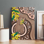 Australia Cute Quokka Canvas Wall Art Indigenous Art With Golden Wattle