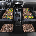 Australia Cute Quokka Car Mats Indigenous Art With Golden Wattle