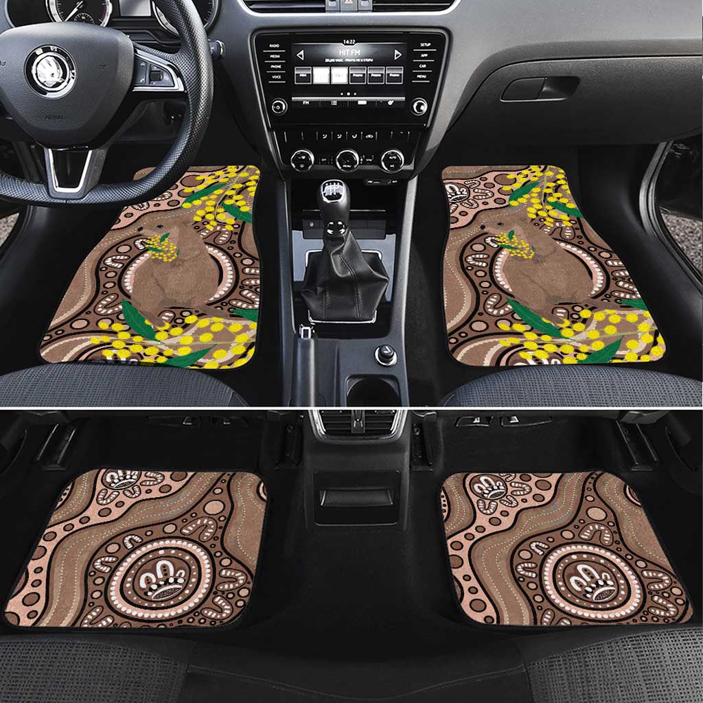 Australia Cute Quokka Car Mats Indigenous Art With Golden Wattle