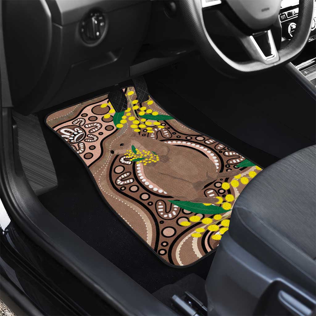Australia Cute Quokka Car Mats Indigenous Art With Golden Wattle