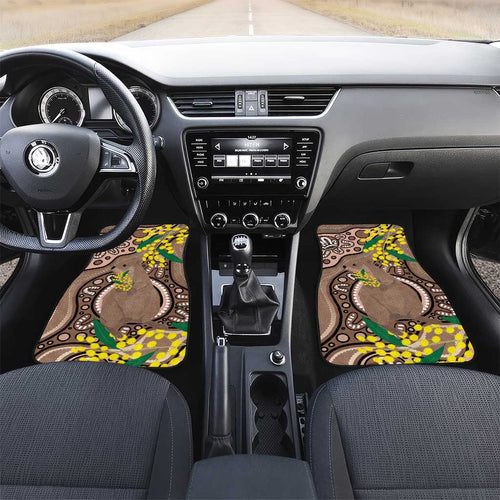 Australia Cute Quokka Car Mats Indigenous Art With Golden Wattle