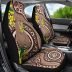Australia Cute Quokka Car Seat Cover Indigenous Art With Golden Wattle