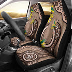 Australia Cute Quokka Car Seat Cover Indigenous Art With Golden Wattle