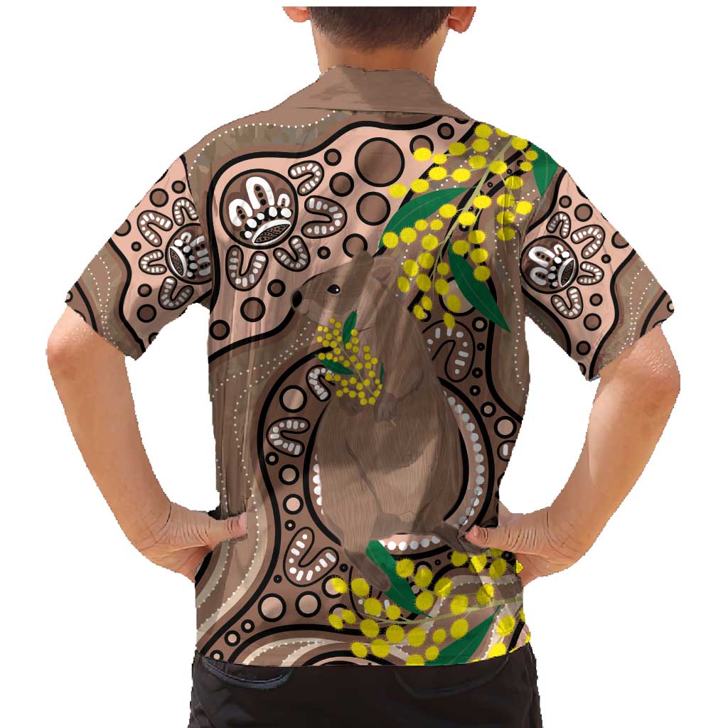 Australia Cute Quokka Family Matching Mermaid Dress and Hawaiian Shirt Indigenous Art With Golden Wattle