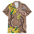 Australia Cute Quokka Family Matching Mermaid Dress and Hawaiian Shirt Indigenous Art With Golden Wattle