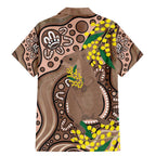 Australia Cute Quokka Family Matching Mermaid Dress and Hawaiian Shirt Indigenous Art With Golden Wattle