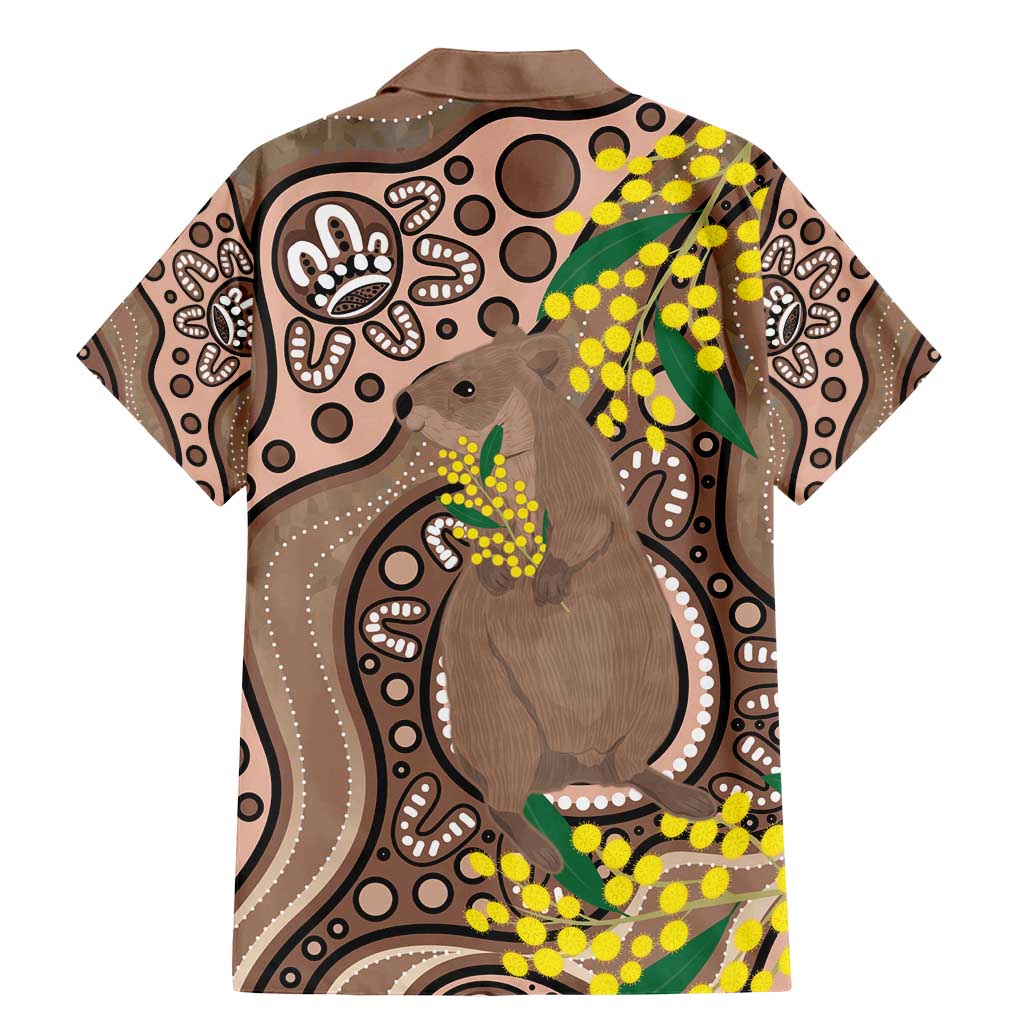 Australia Cute Quokka Family Matching Mermaid Dress and Hawaiian Shirt Indigenous Art With Golden Wattle