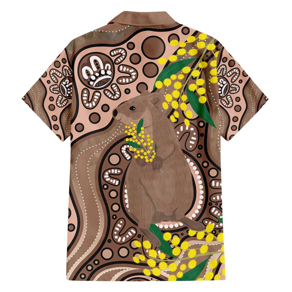 Australia Cute Quokka Family Matching Off Shoulder Maxi Dress and Hawaiian Shirt Indigenous Art With Golden Wattle