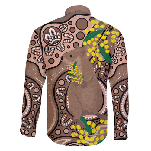 Australia Cute Quokka Family Matching Off Shoulder Short Dress and Hawaiian Shirt Indigenous Art With Golden Wattle