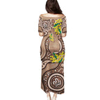 Australia Cute Quokka Family Matching Puletasi and Hawaiian Shirt Indigenous Art With Golden Wattle
