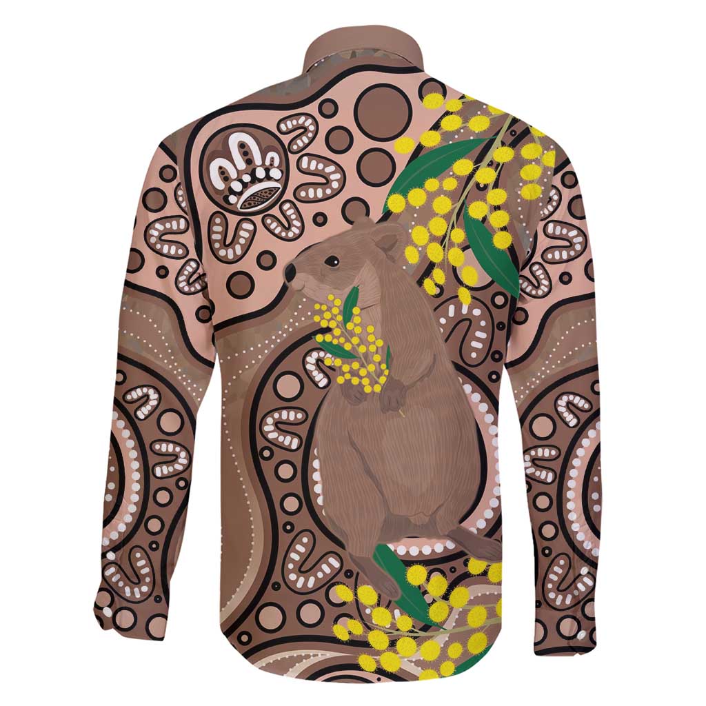 Australia Cute Quokka Family Matching Short Sleeve Bodycon Dress and Hawaiian Shirt Indigenous Art With Golden Wattle