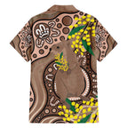 Australia Cute Quokka Family Matching Tank Maxi Dress and Hawaiian Shirt Indigenous Art With Golden Wattle