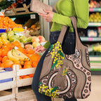 Australia Cute Quokka Grocery Bag Indigenous Art With Golden Wattle