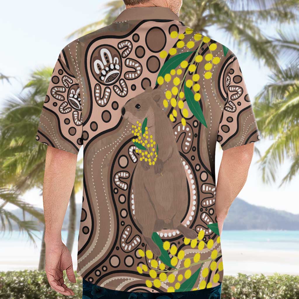 Australia Cute Quokka Hawaiian Shirt Indigenous Art With Golden Wattle