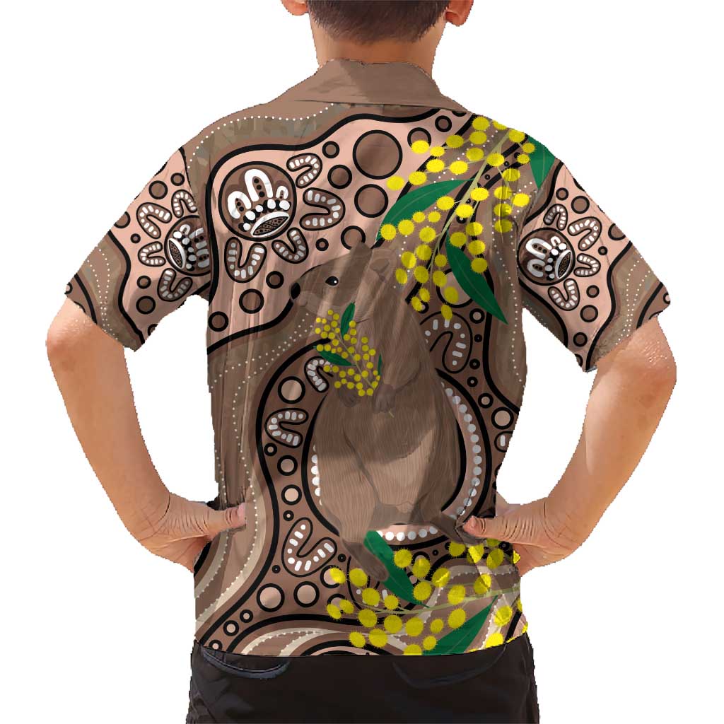 Australia Cute Quokka Hawaiian Shirt Indigenous Art With Golden Wattle