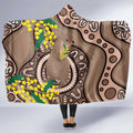 Australia Cute Quokka Hooded Blanket Indigenous Art With Golden Wattle