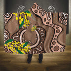 Australia Cute Quokka Hooded Blanket Indigenous Art With Golden Wattle