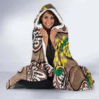 Australia Cute Quokka Hooded Blanket Indigenous Art With Golden Wattle