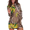 Australia Cute Quokka Hoodie Dress Indigenous Art With Golden Wattle