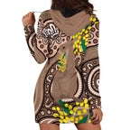 Australia Cute Quokka Hoodie Dress Indigenous Art With Golden Wattle