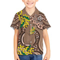 Australia Cute Quokka Kid Hawaiian Shirt Indigenous Art With Golden Wattle