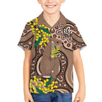 Australia Cute Quokka Kid Hawaiian Shirt Indigenous Art With Golden Wattle
