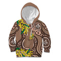 Australia Cute Quokka Kid Hoodie Indigenous Art With Golden Wattle