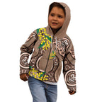 Australia Cute Quokka Kid Hoodie Indigenous Art With Golden Wattle