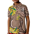 Australia Cute Quokka Kid Polo Shirt Indigenous Art With Golden Wattle