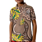 Australia Cute Quokka Kid Polo Shirt Indigenous Art With Golden Wattle