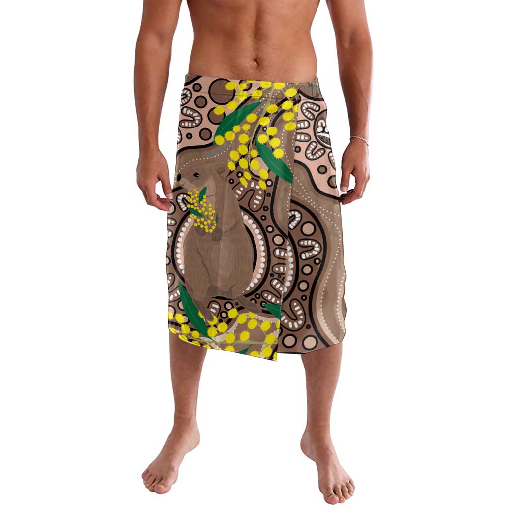 Australia Cute Quokka Lavalava Indigenous Art With Golden Wattle
