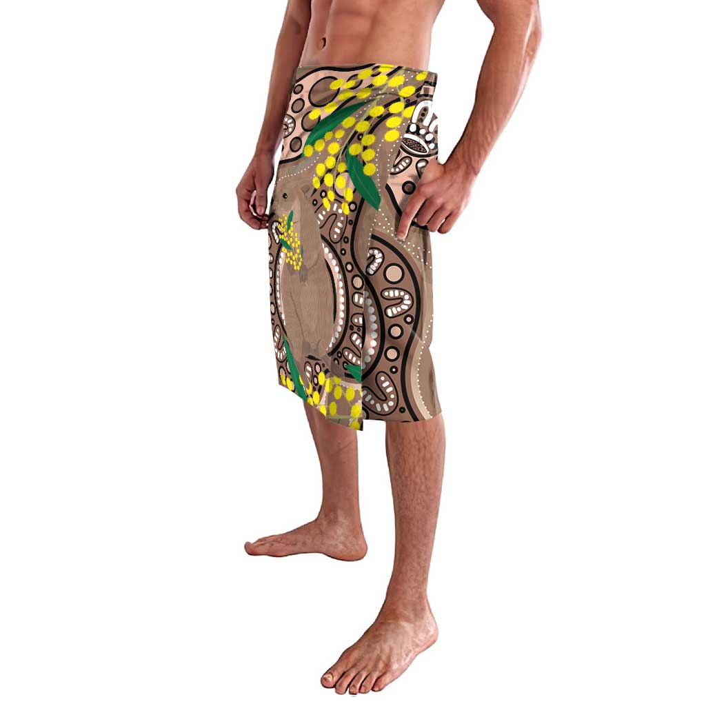 Australia Cute Quokka Lavalava Indigenous Art With Golden Wattle