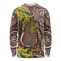 Australia Cute Quokka Long Sleeve Shirt Indigenous Art With Golden Wattle