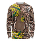 Australia Cute Quokka Long Sleeve Shirt Indigenous Art With Golden Wattle