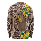 Australia Cute Quokka Long Sleeve Shirt Indigenous Art With Golden Wattle