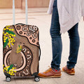 Australia Cute Quokka Luggage Cover Indigenous Art With Golden Wattle