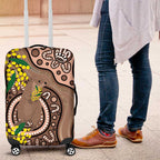 Australia Cute Quokka Luggage Cover Indigenous Art With Golden Wattle