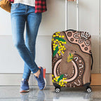 Australia Cute Quokka Luggage Cover Indigenous Art With Golden Wattle