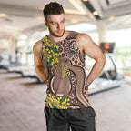 Australia Cute Quokka Men Tank Top Indigenous Art With Golden Wattle