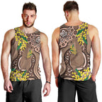 Australia Cute Quokka Men Tank Top Indigenous Art With Golden Wattle