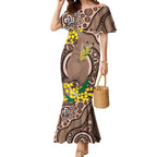 Australia Cute Quokka Mermaid Dress Indigenous Art With Golden Wattle